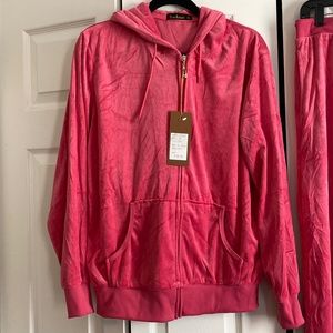 XL Hot Pink/Coral Track Suit (velour)
